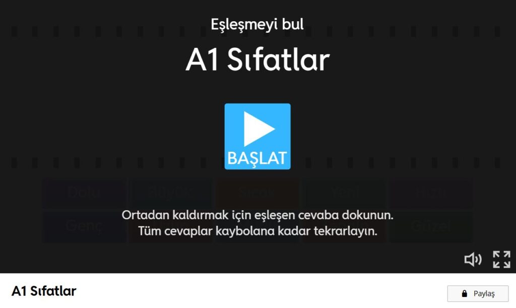 a1 sıfatlar